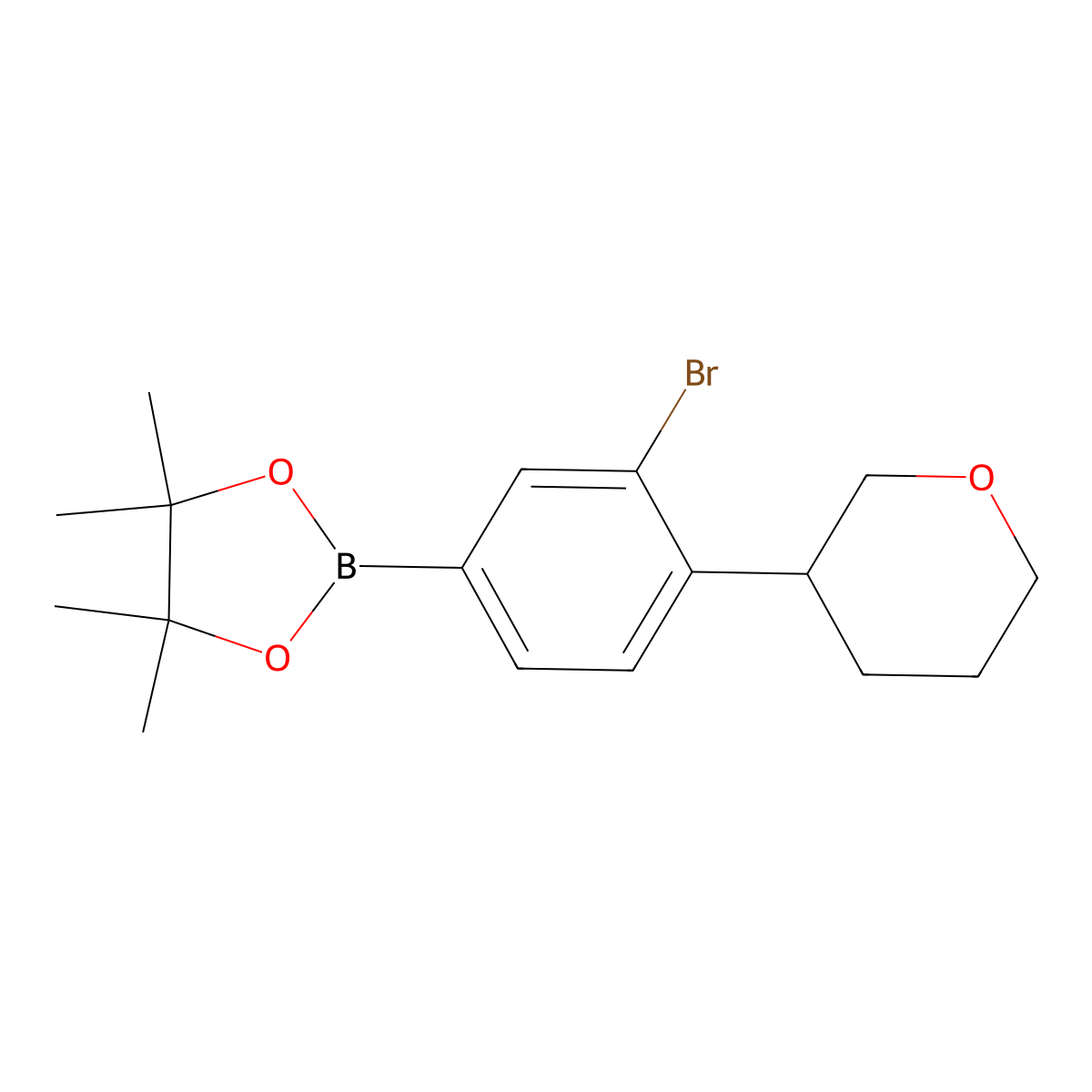 3-Bromo-4-(oxan-3-yl)phenylboronic acid pinacol ester molecular structure, CAS 2222997-39-7