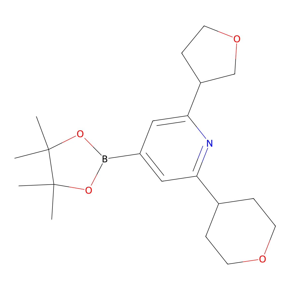 2-(Oxan-4-yl)-6-(oxolan-3-yl)pyridine-4-boronic acid pinacol ester molecular structure, CAS 2222997-40-0