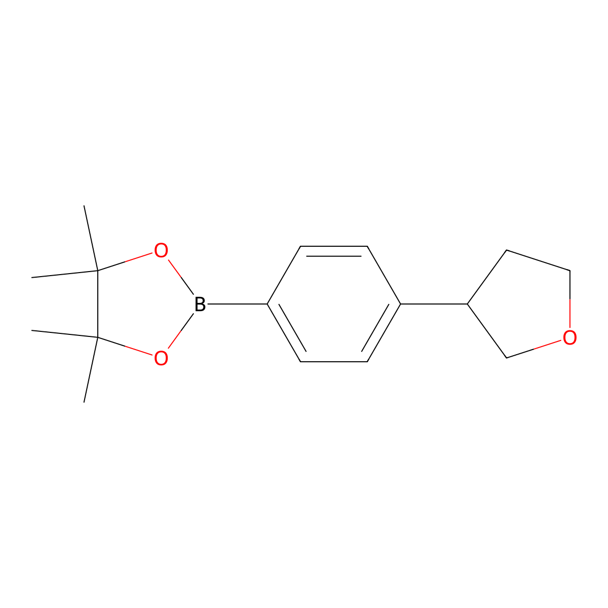 4,4,5,5-Tetramethyl-2-[4-(oxolan-3-yl)phenyl]-1,3,2-dioxaborolane molecular structure, CAS 2222997-41-1