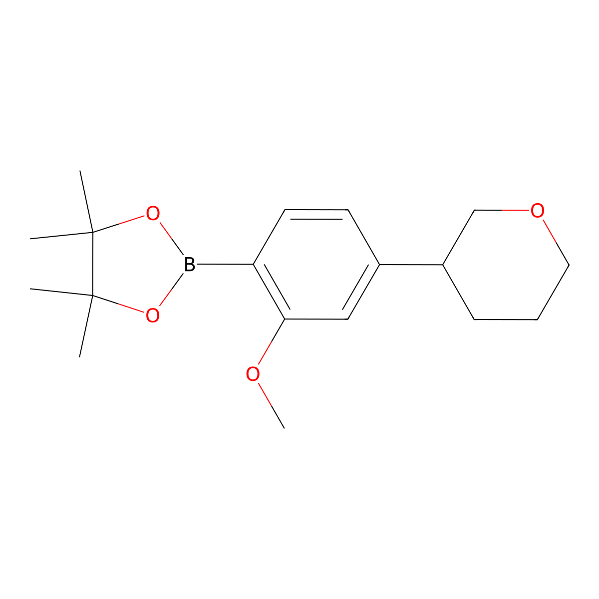 2-Methoxy-4-(oxan-3-yl)phenylboronic acid pinacol ester molecular structure, CAS 2222997-42-2
