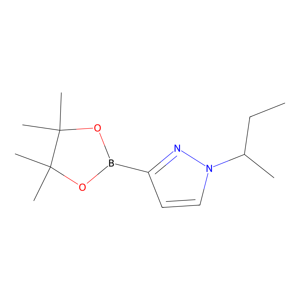 1-(sec-Butyl)-3-(4,4,5,5-tetramethyl-1,3,2-dioxaborolan-2-yl)-1H-pyrazole molecular structure, CAS 2222997-43-3