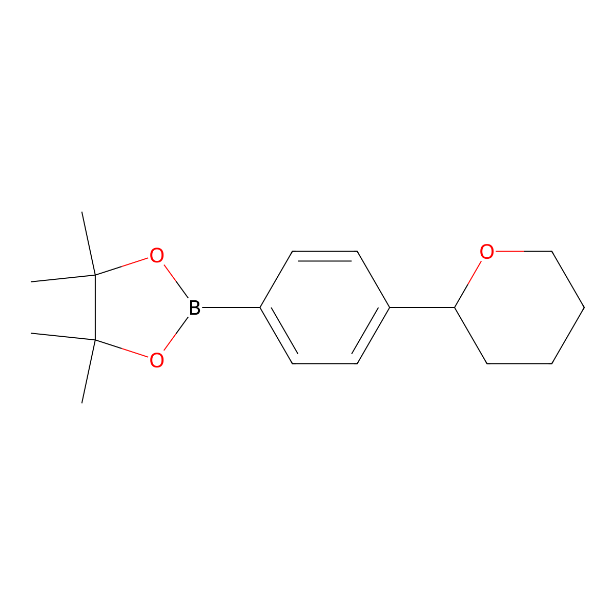 4,4,5,5-Tetramethyl-2-(4-(oxan-2-yl)phenyl)-1,3,2-dioxaborolane molecular structure, CAS 2222997-45-5