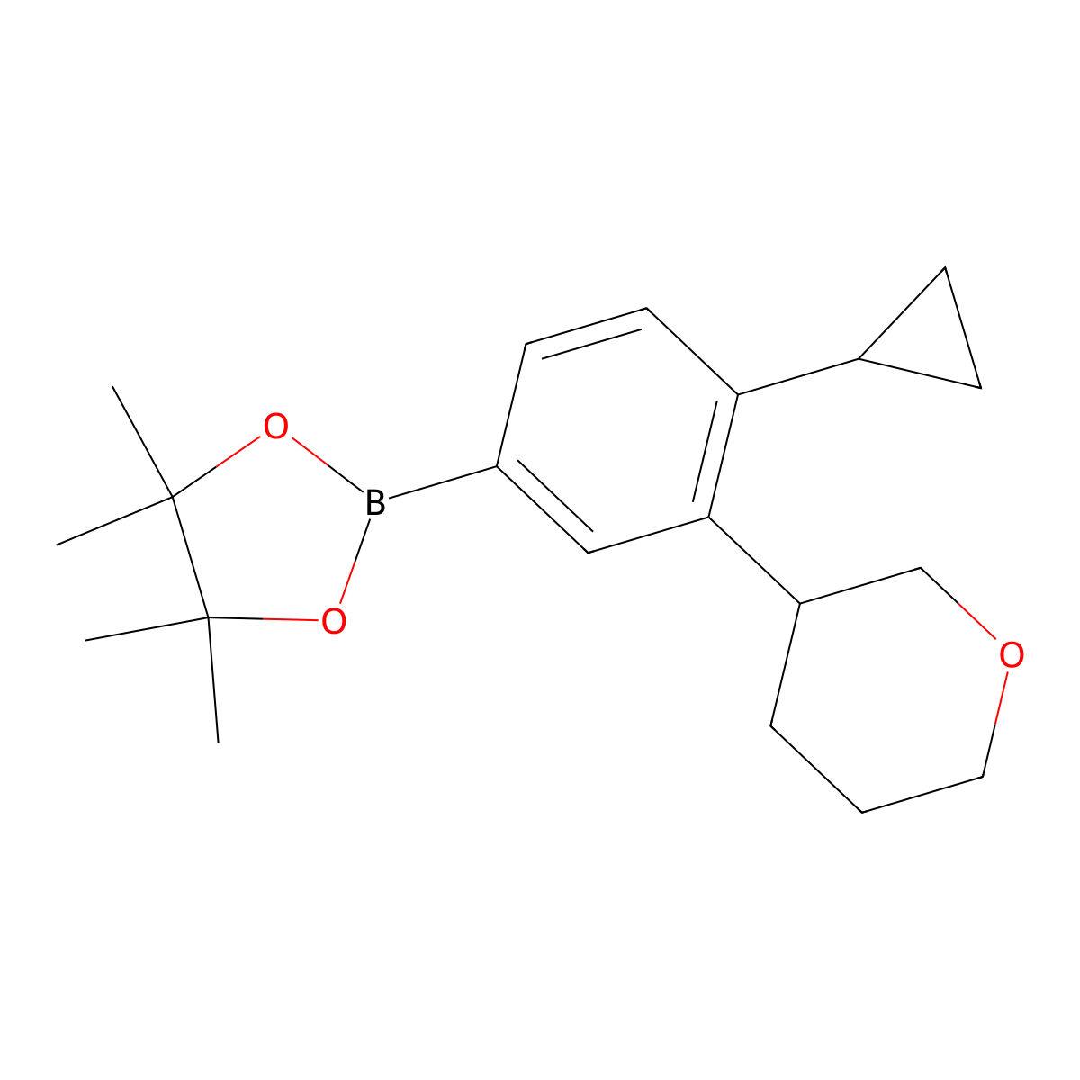 4-Cyclopropyl-3-(oxan-3-yl)phenylboronic acid pinacol ester molecular structure, CAS 2222997-54-6