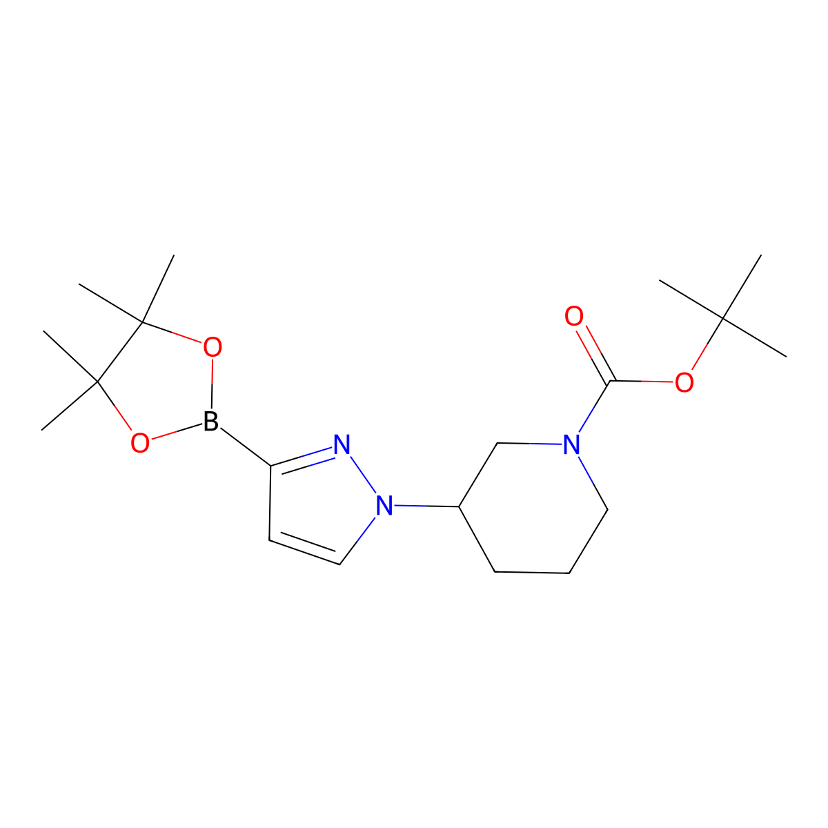 tert-Butyl 3-[3-(4,4,5,5-Tetramethyl-1,3,2-dioxaborolan-2-yl)-1H-pyrazol-1-yl]piperidine-1-carboxylate molecular structure, CAS 2222997-57-9