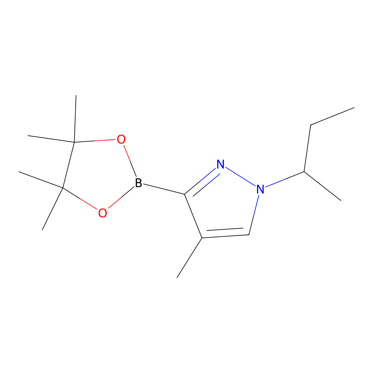 4-Methyl-1-(sec-butyl)-1H-pyrazole-3-boronic acid pinacol ester molecular structure, CAS 2222997-58-0