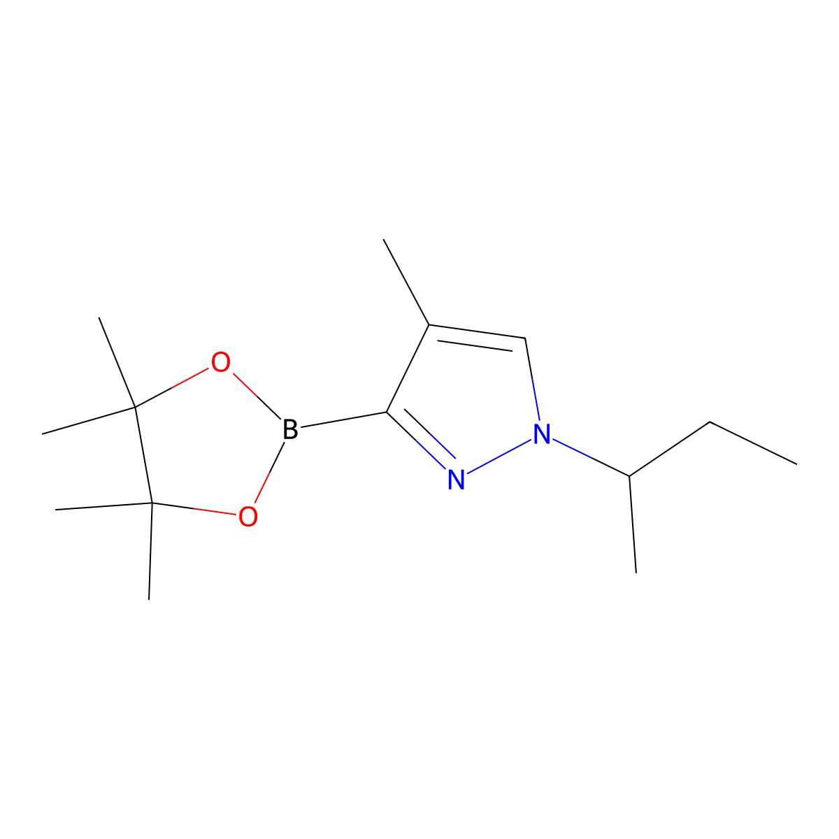 4-Methyl-1-(sec-butyl)-1H-pyrazole-3-boronic acid pinacol ester molecular structure, CAS 2222997-58-0