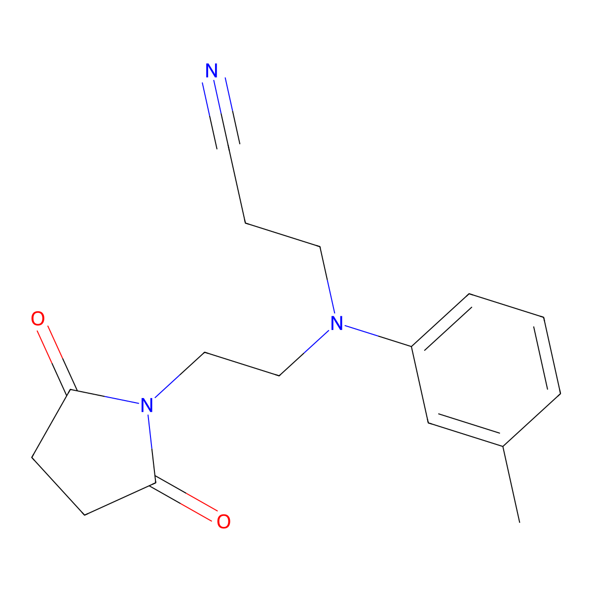 3-((2-(2,5-Dioxopyrrolidin-1-yl)ethyl)(3-methylphenyl)amino)propiononitrile molecular structure, CAS 2223-89-4