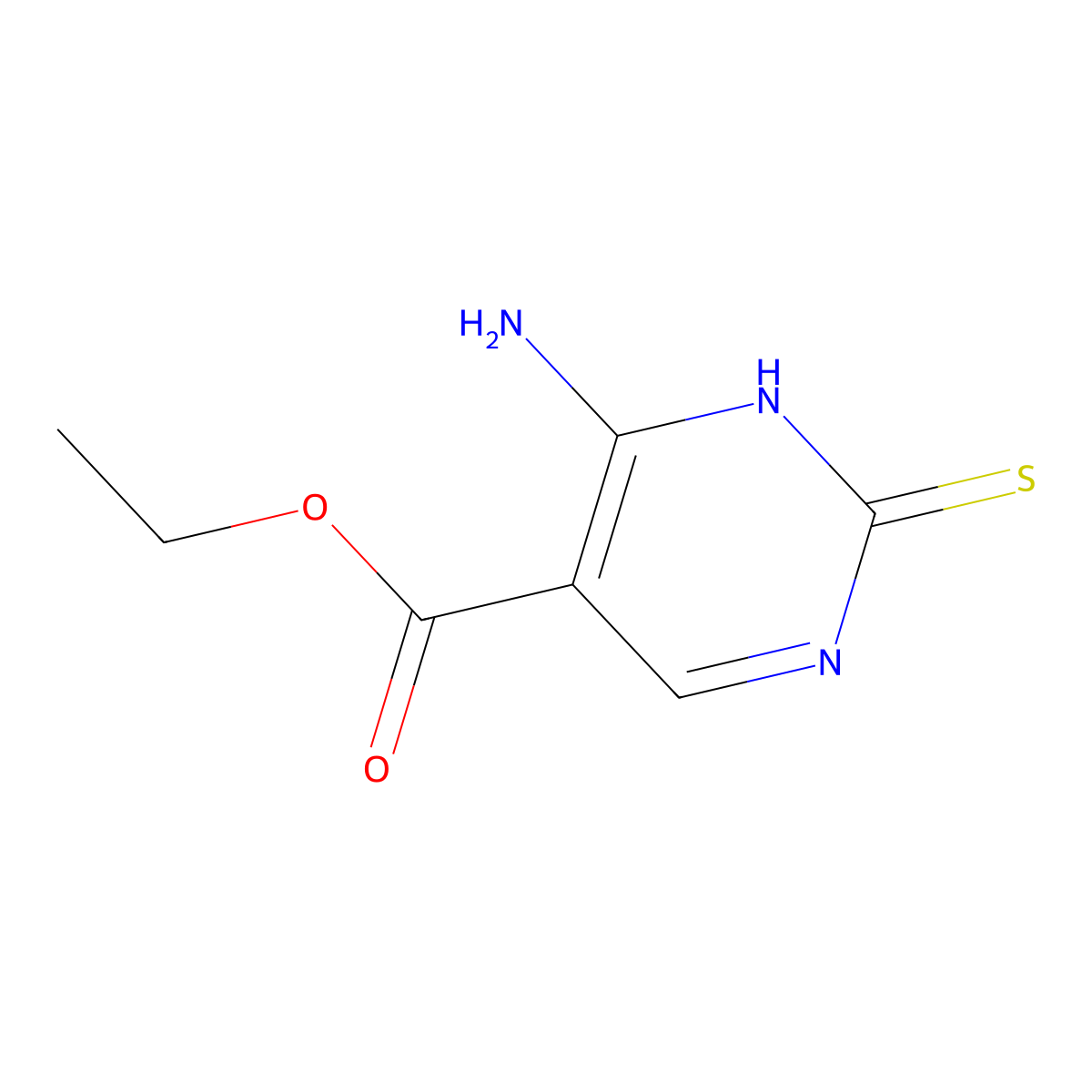 Ethyl 6-amino-1,2-dihydro-2-thioxo-5-pyrimidinecarboxylate molecular structure, CAS 2223-96-3