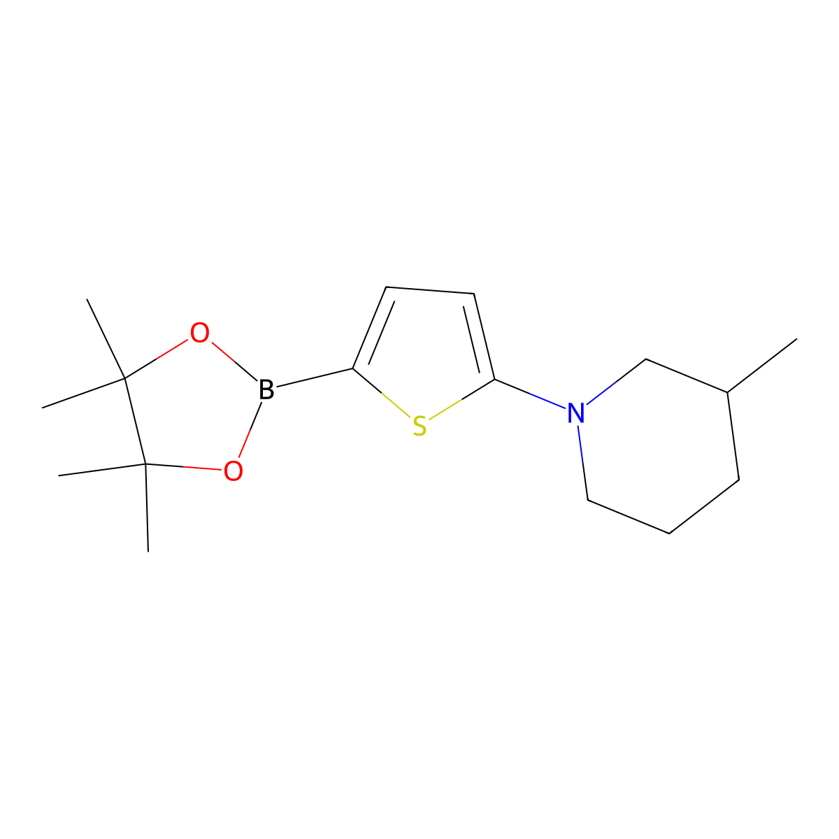 5-(3-Methylpiperidin-1-yl)thiophene-2-boronic acid pinacol ester molecular structure, CAS 2223002-76-2