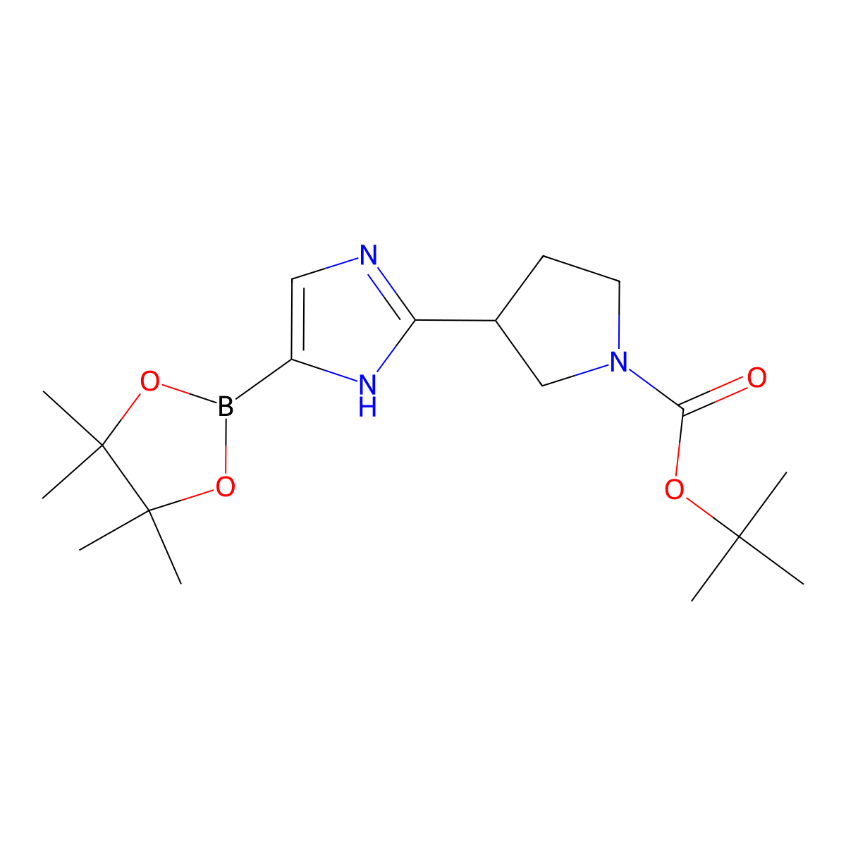 2-(Pyrrolidin-3-yl)imidazole-4-boronic acid pinacol ester molecular structure, CAS 2223002-78-4