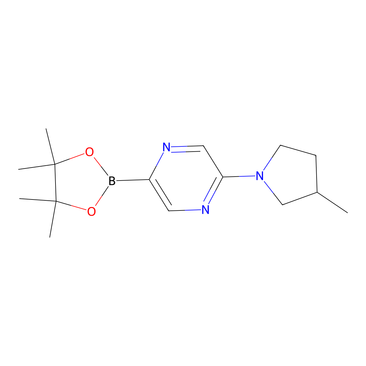 5-(3-Methtylpyrrolidin-1-yl)pyrazine-2-boronic acid pinacol ester molecular structure, CAS 2223002-94-4