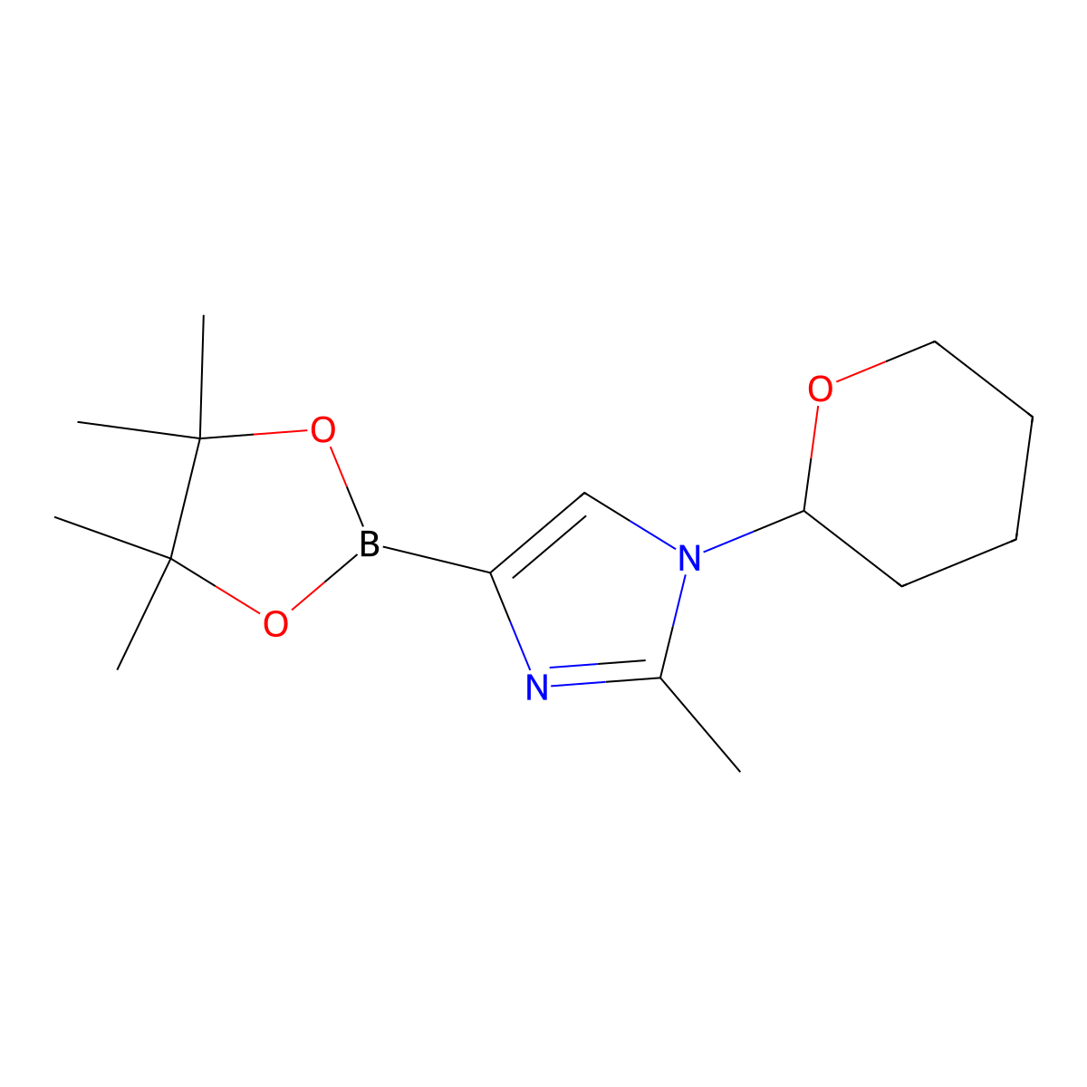 1-(Oxan-2-yl)-2-methylimidazole-4-boronic acid pinacol ester molecular structure, CAS 2223003-09-4
