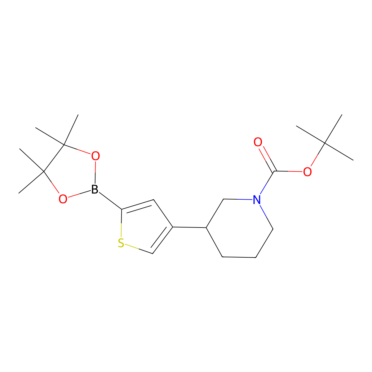 4-(N-Boc-piperidin-3-yl)thiophene-2-boronic acid pinacol ester molecular structure, CAS 2223003-11-8