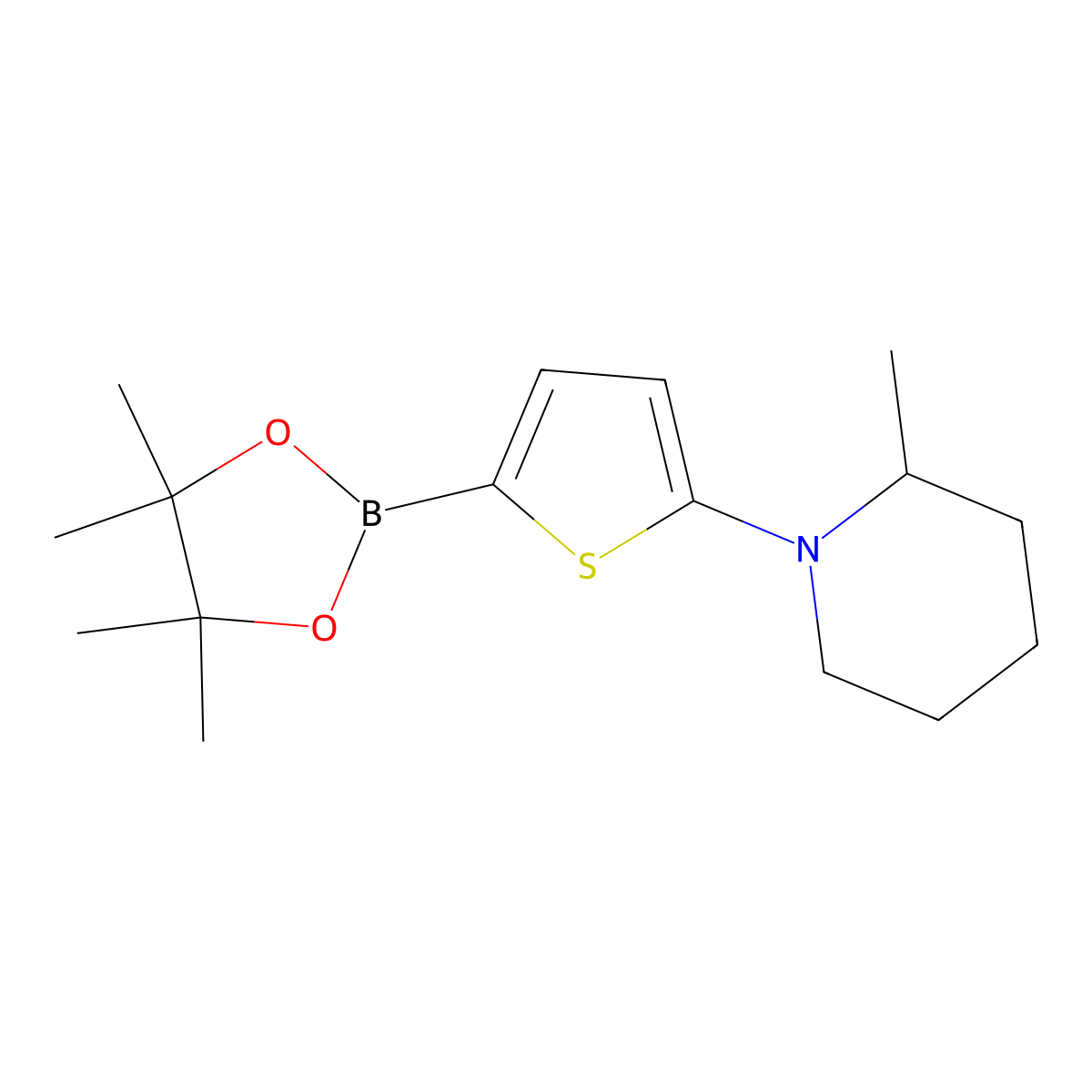 5-(2-Methylpiperidin-1-yl)thiophene-2-boronic acid pinacol ester molecular structure, CAS 2223003-34-5