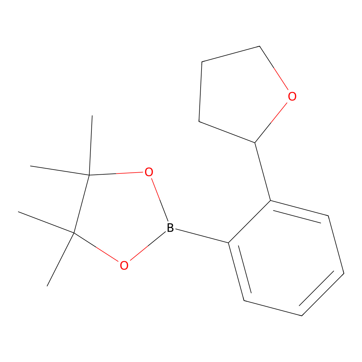2-(Oxolan-2-yl)phenylboronic acid pinacol ester molecular structure, CAS 2223003-37-8
