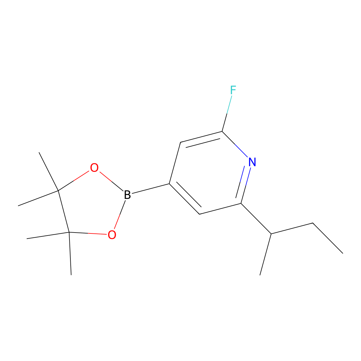 2-(Sec-butyl)-6-fluoro-4-(4,4,5,5-tetramethyl-1,3,2-dioxaborolan-2-yl)pyridine molecular structure, CAS 2223003-48-1