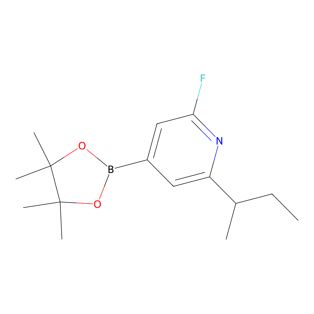2-(Sec-butyl)-6-fluoro-4-(4,4,5,5-tetramethyl-1,3,2-dioxaborolan-2-yl)pyridine molecular structure, CAS 2223003-48-1