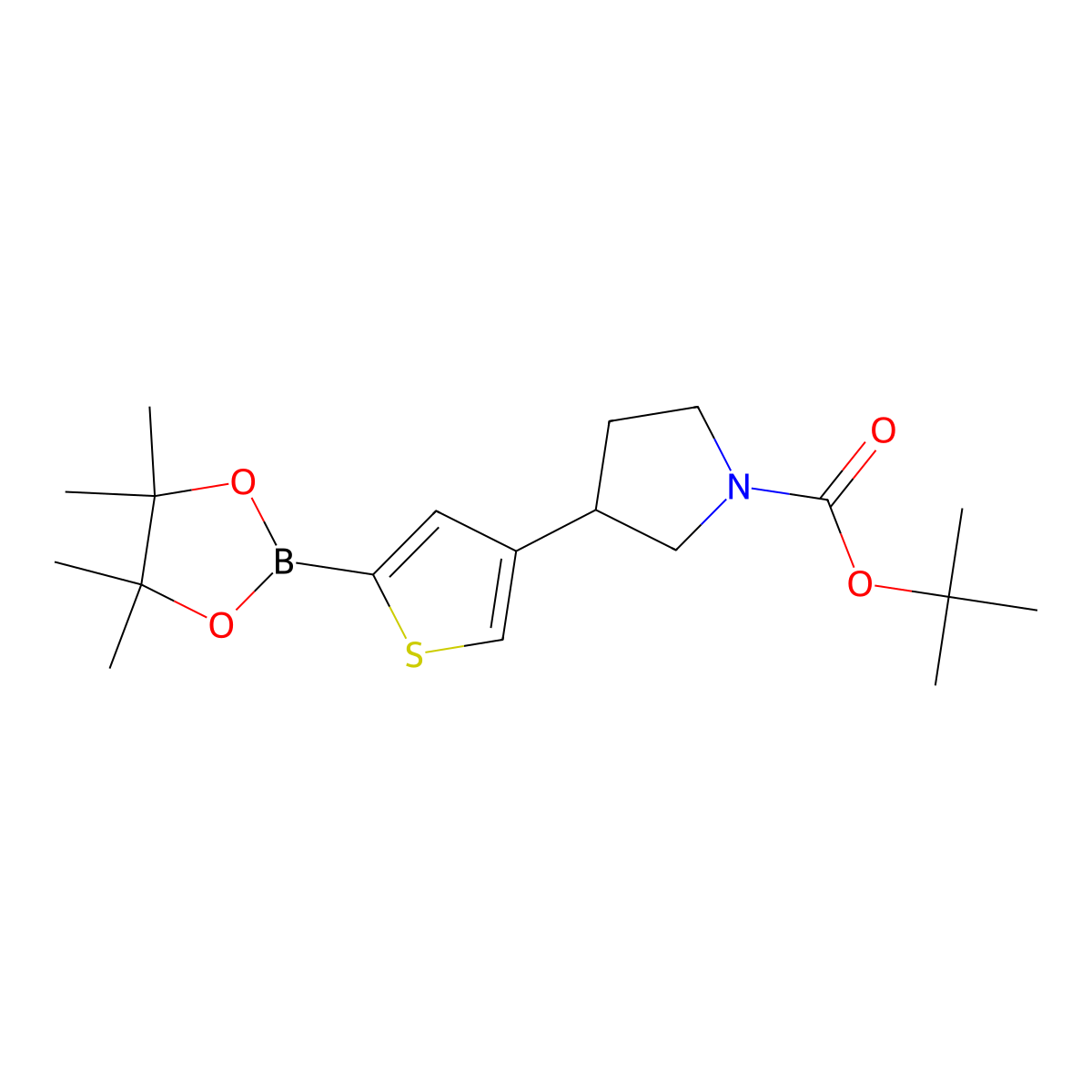 tert-Butyl 3-(5-(4,4,5,5-tetramethyl-1,3,2-dioxaborolan-2-yl)thiophen-3-yl)pyrrolidine-1-carboxylate molecular structure, CAS 2223003-52-7