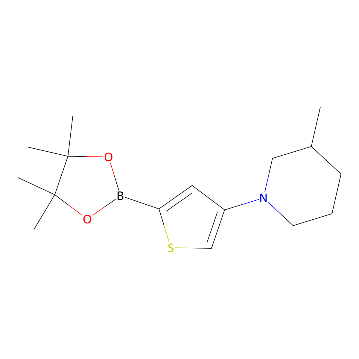 4-(3-Methylpiperidin-1-yl)thiophene-2-boronic acid pinacol ester molecular structure, CAS 2223003-62-9