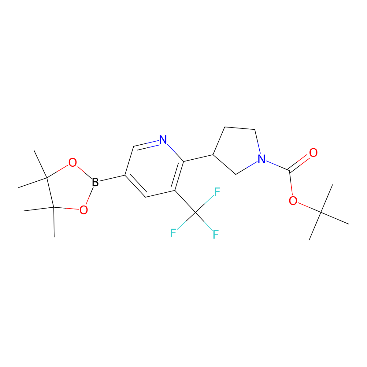 6-(N-Boc-Pyrrolidin-3-yl)-5-trifluoromethylpyridine-3-boronic acid pinacol ester molecular structure, CAS 2223003-71-0