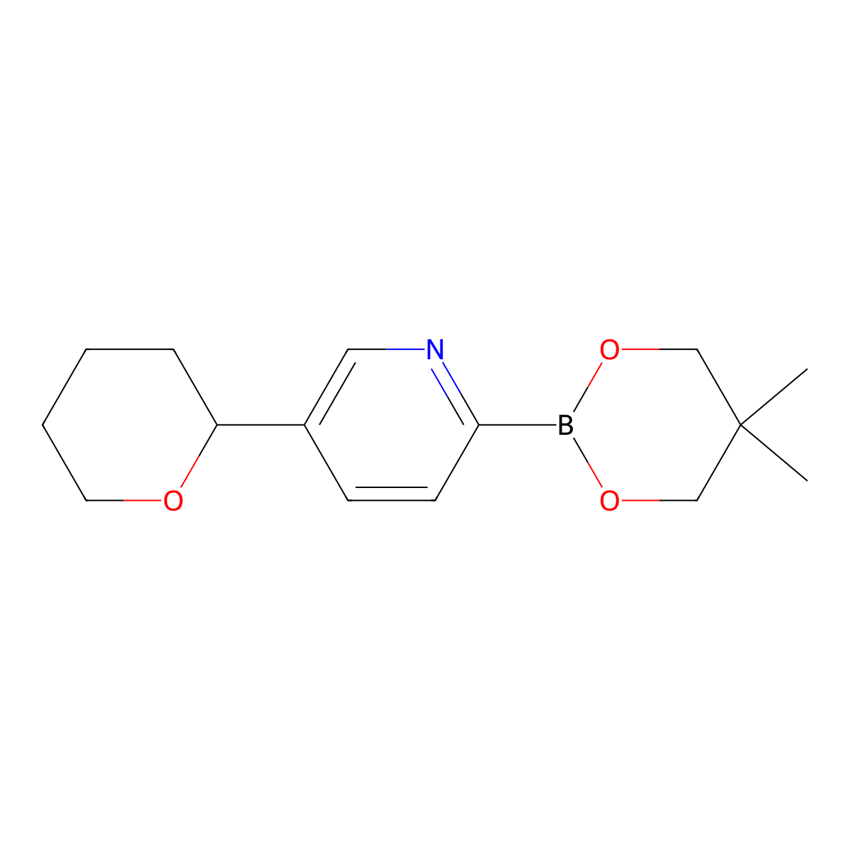 5-(Oxan-2-yl)pyridine-2-boronic acid neopentylglycol ester molecular structure, CAS 2223003-82-3