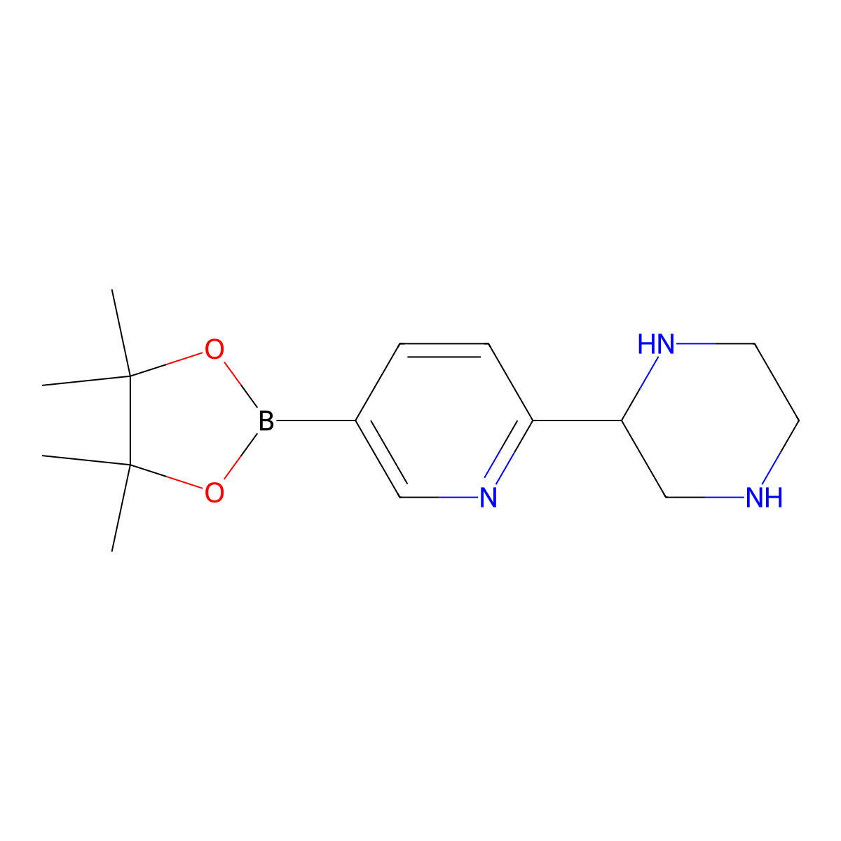 2-(Piperazin-2-yl)pyridine-5-boronic acid pinacol ester molecular structure, CAS 2223003-89-0
