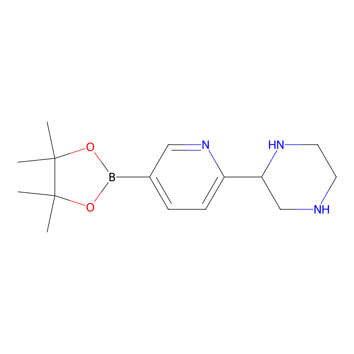 2-(Piperazin-2-yl)pyridine-5-boronic acid pinacol ester molecular structure, CAS 2223003-89-0