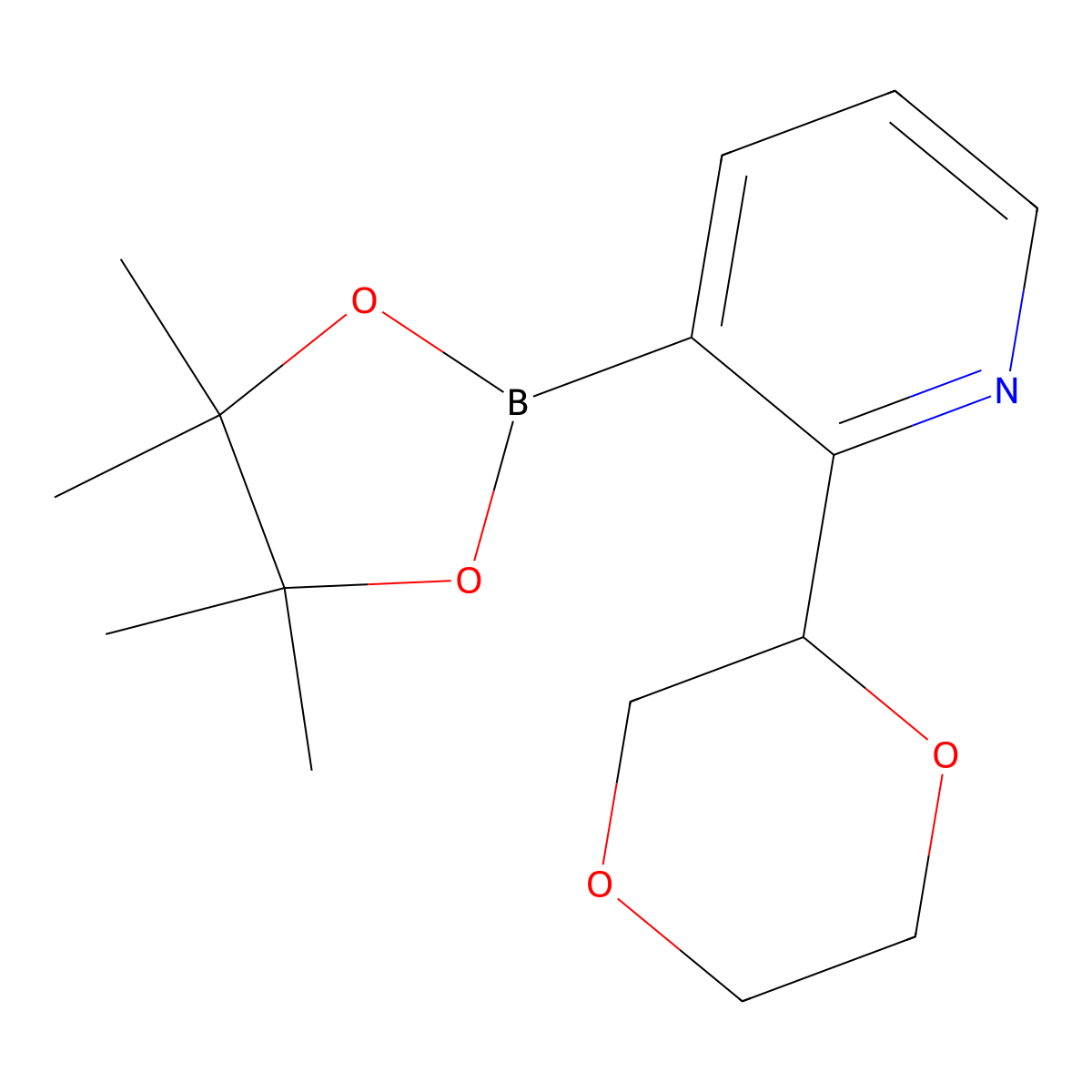 2-(1,4-Dioxan-2-yl)pyridine-3-boronic acid pinacol ester molecular structure, CAS 2223003-94-7