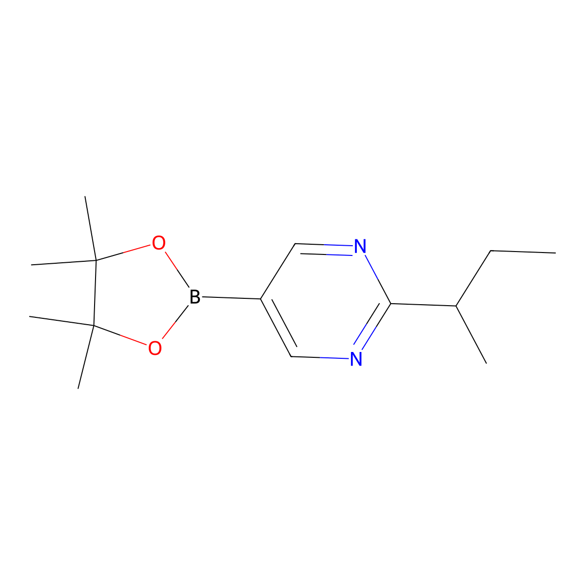 2-(sec-Butyl)pyrimidine-5-boronic acid pinacol ester molecular structure, CAS 2223004-01-9