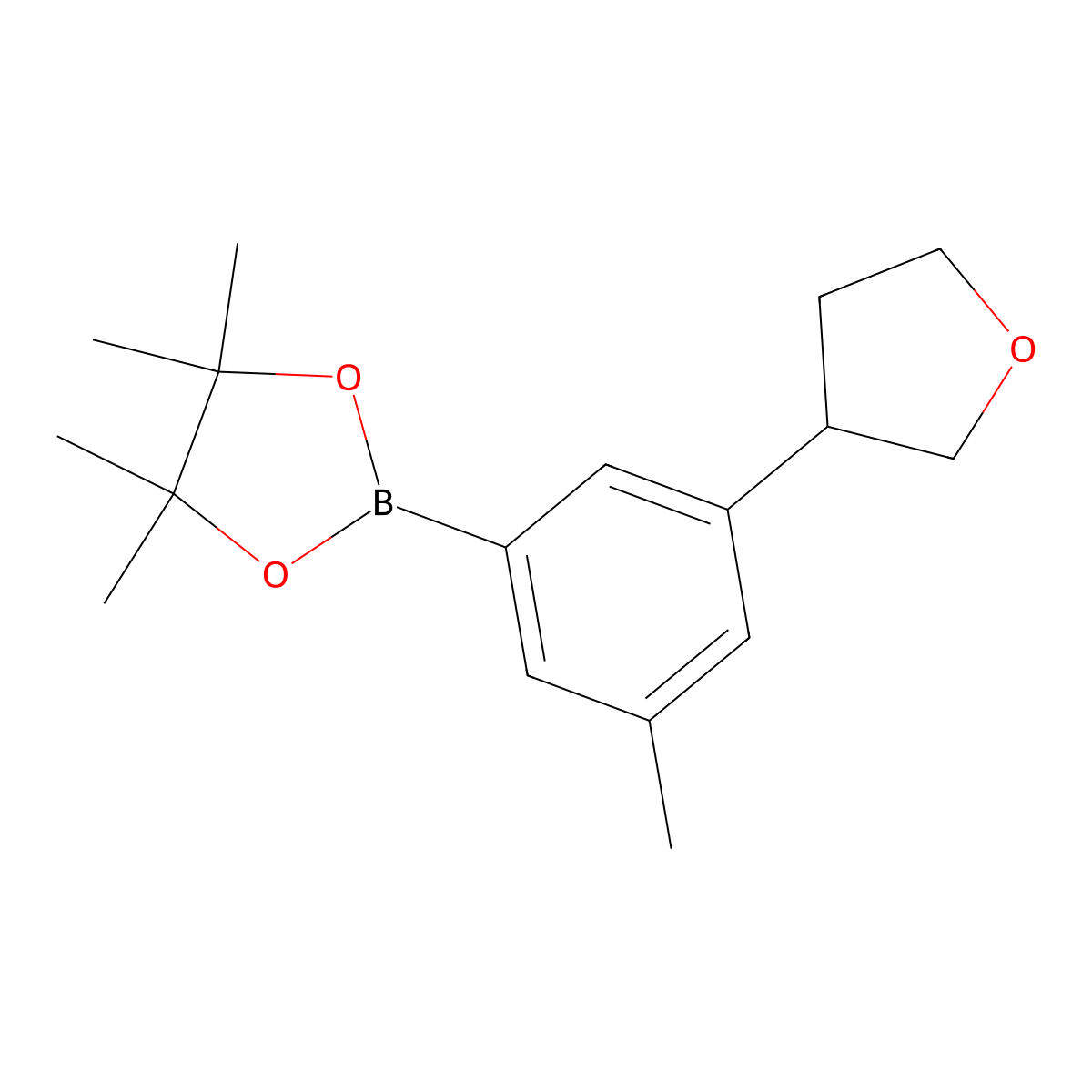 3-Methyl-5-(3-tetrahydrofuranyl)phenylboronic acid pinacol ester molecular structure, CAS 2223004-03-1