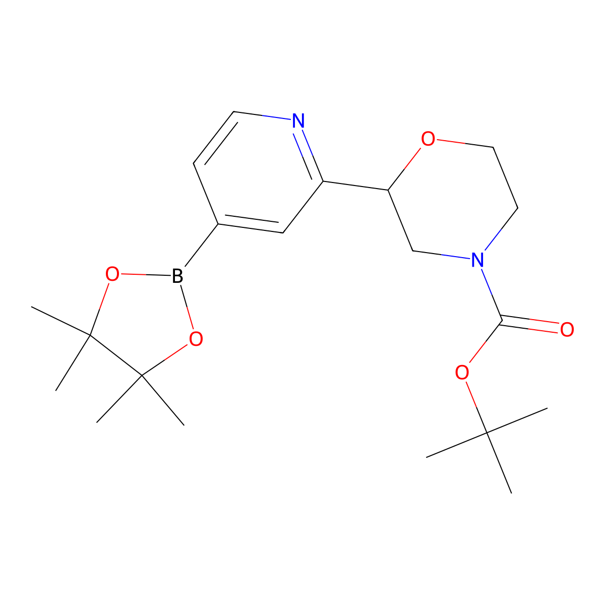 2-(N-Boc-morpholin-2-yl)pyridine-4-boronic acid pinacol ester molecular structure, CAS 2223004-05-3