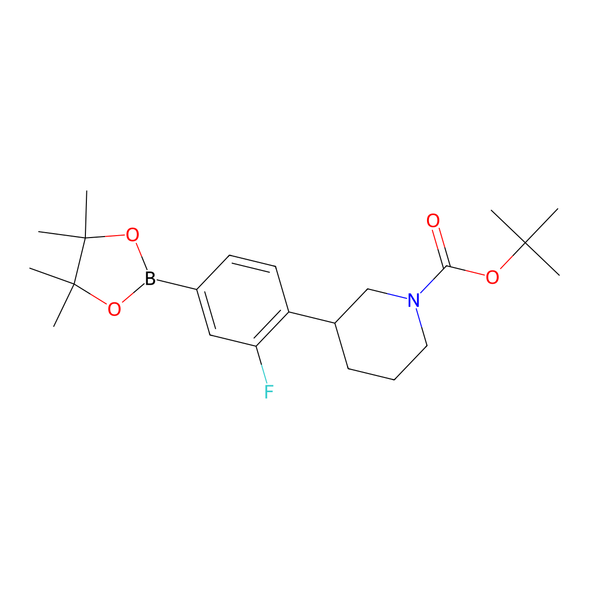 3-Fluoro-4-(N-Boc-piperidin-3-yl)phenylboronic acid pinacol ester molecular structure, CAS 2223004-08-6