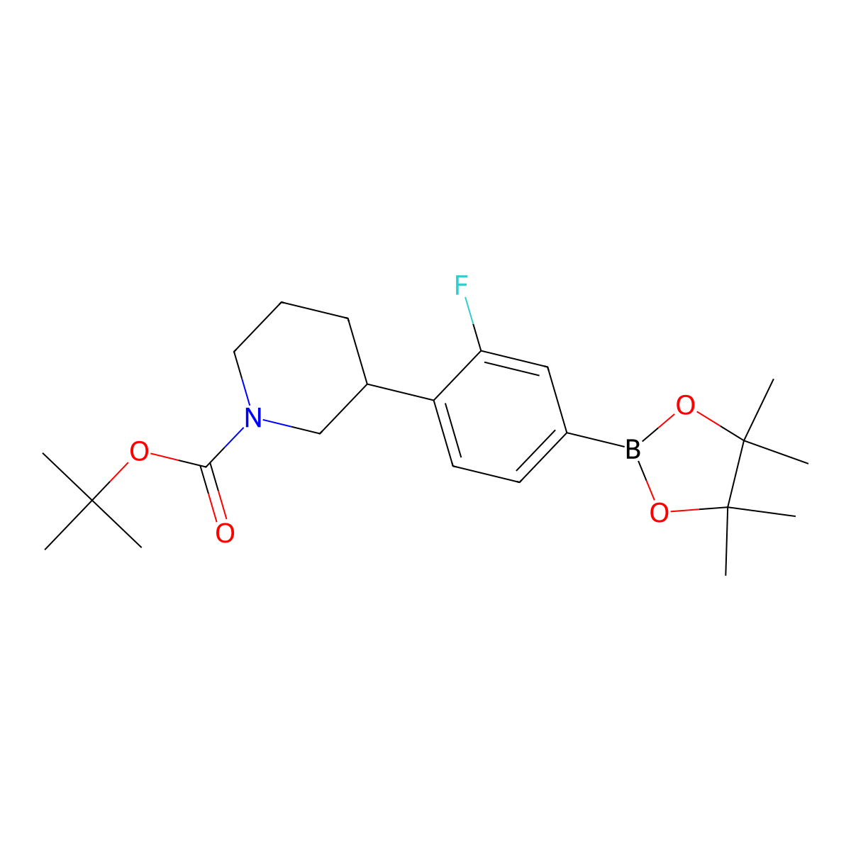 3-Fluoro-4-(N-Boc-piperidin-3-yl)phenylboronic acid pinacol ester molecular structure, CAS 2223004-08-6