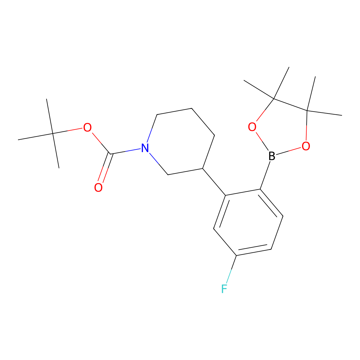 2-(N-Boc-Piperidin-3-yl)-4-fluorophenylboronic acid pinacol ester molecular structure, CAS 2223004-10-0