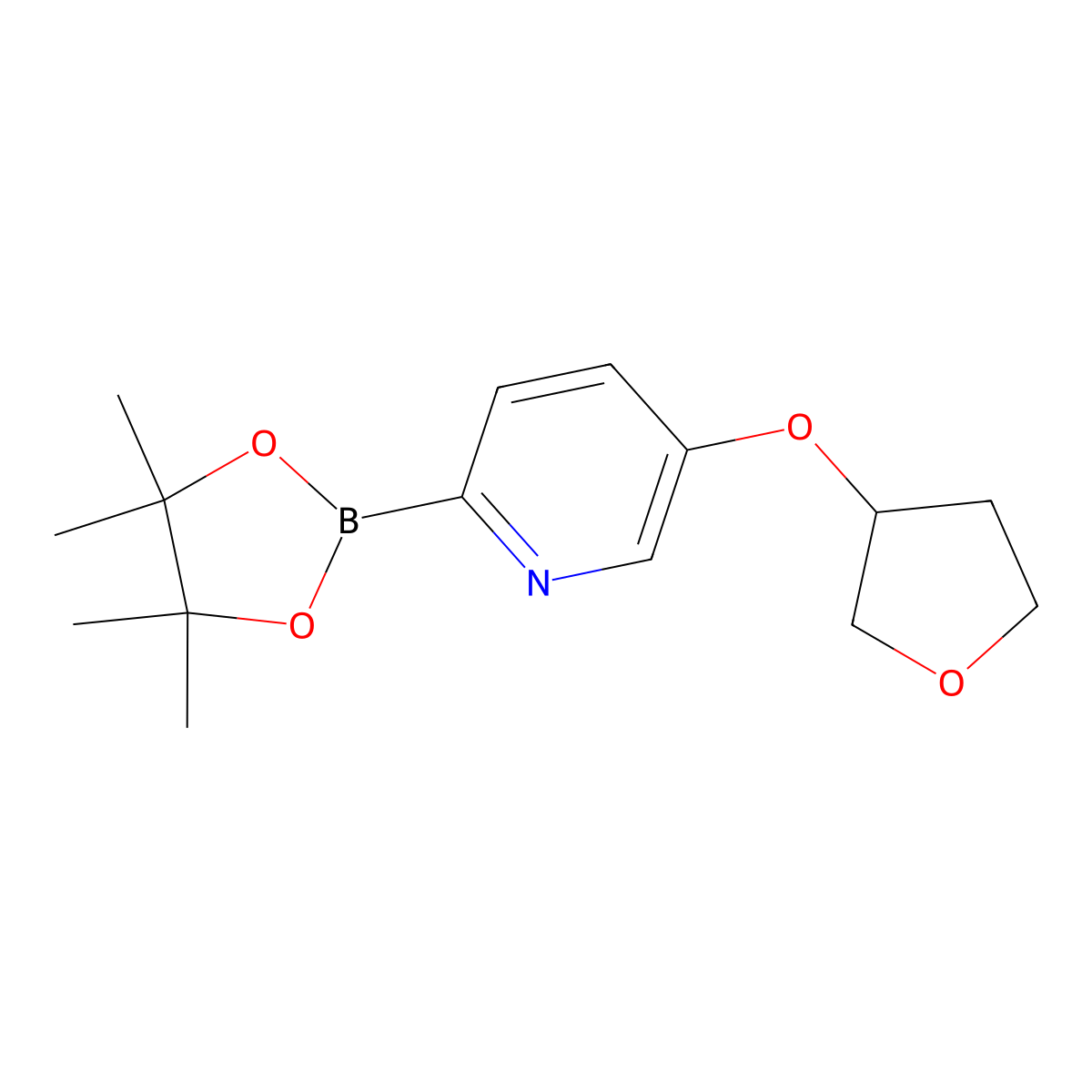 5-(Tetrahydrofuran-3-yloxy)pyridine-2-boronic acid pinacol ester molecular structure, CAS 2223004-12-2
