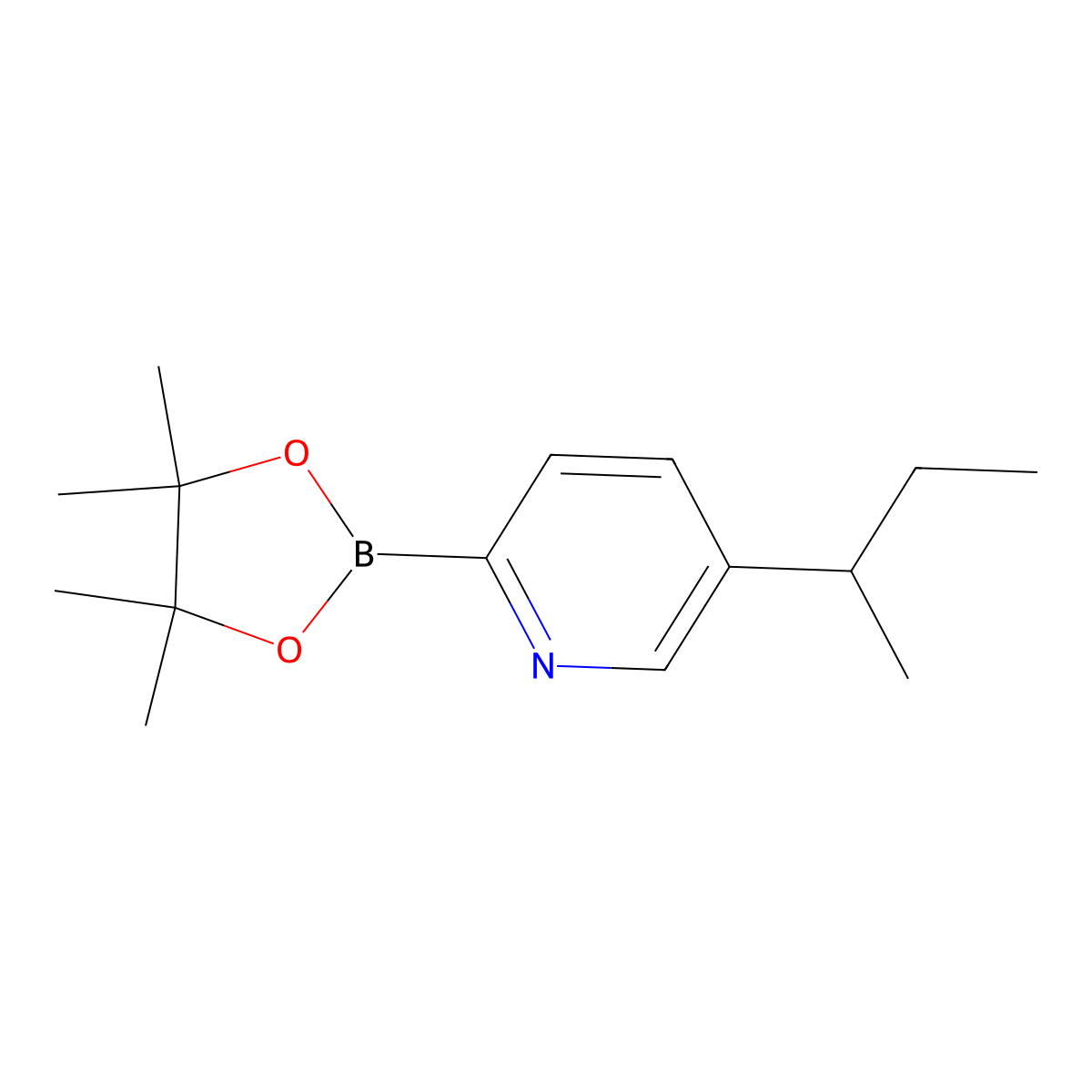 5-(Sec-butyl)-2-(4,4,5,5-tetramethyl-1,3,2-dioxaborolan-2-yl)pyridine molecular structure, CAS 2223004-19-9