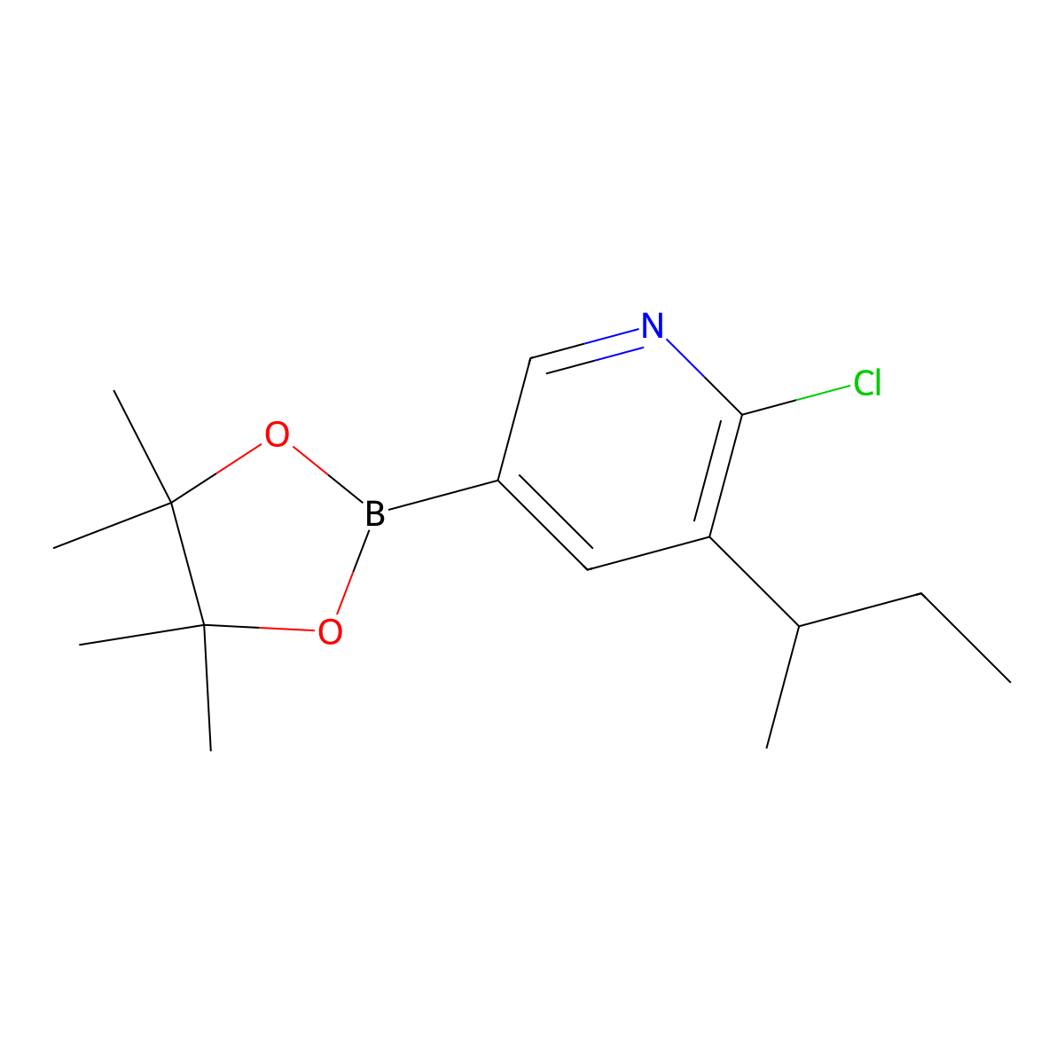 3-(Sec-butyl)-2-chloro-5-(4,4,5,5-tetramethyl-1,3,2-dioxaborolan-2-yl)pyridine molecular structure, CAS 2223004-28-0
