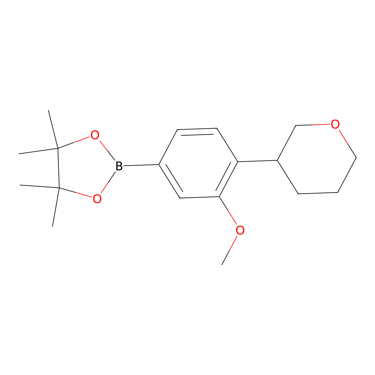 3-Methoxy-4-(oxan-3-yl)phenylboronic acid pinacol ester molecular structure, CAS 2223004-30-4