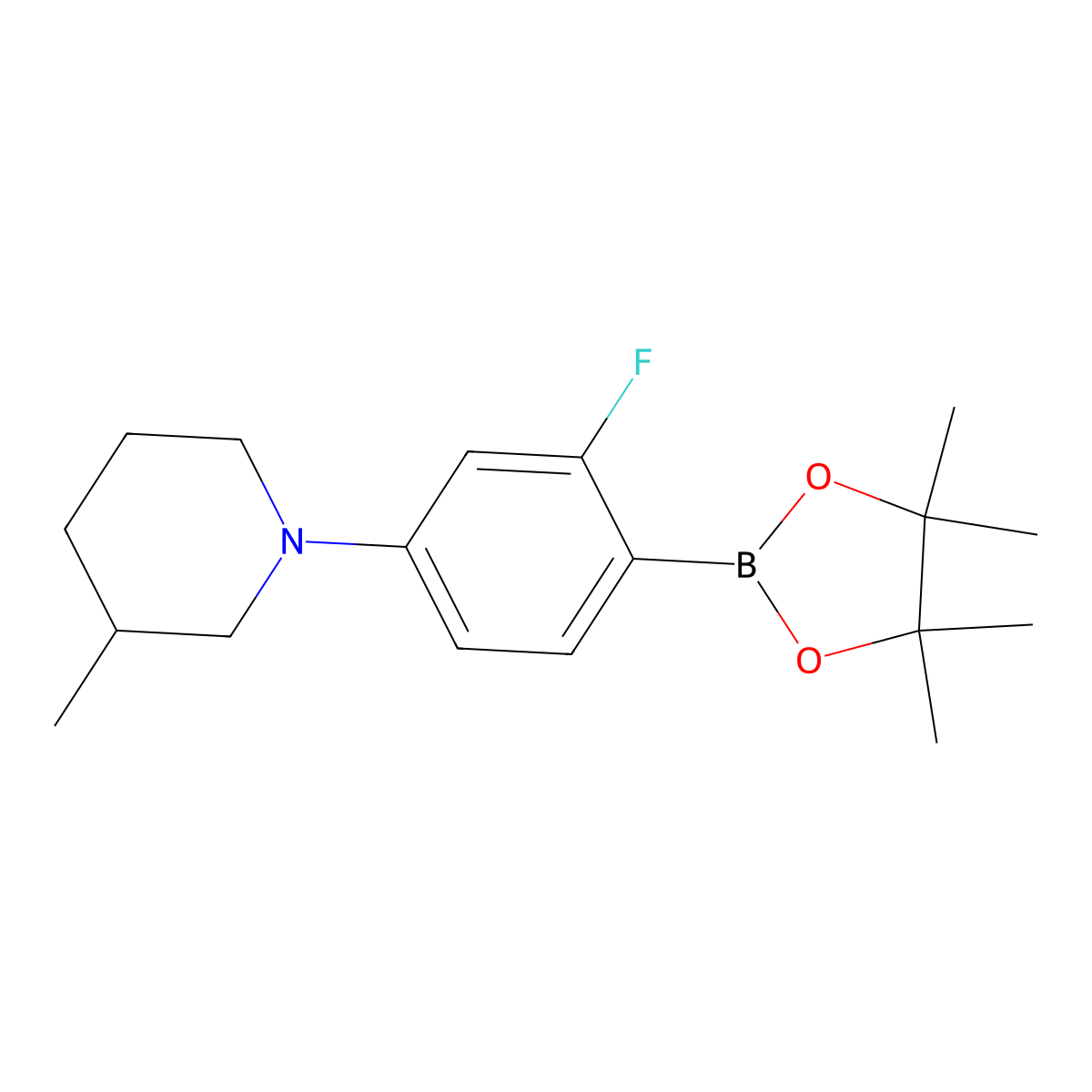 2-Fluoro-4-(3-methylpiperidin-1-yl)phenylboronic acid pinacol ester molecular structure, CAS 2223004-34-8