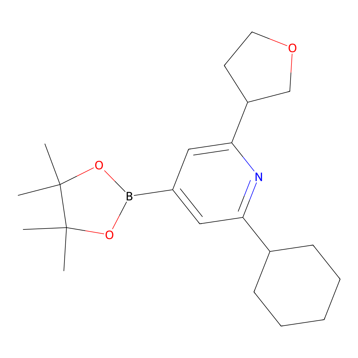 2-(Cyclohexyl)-6-(oxolan-3-yl)pyridine-4-boronic acid pinacol ester molecular structure, CAS 2223004-35-9