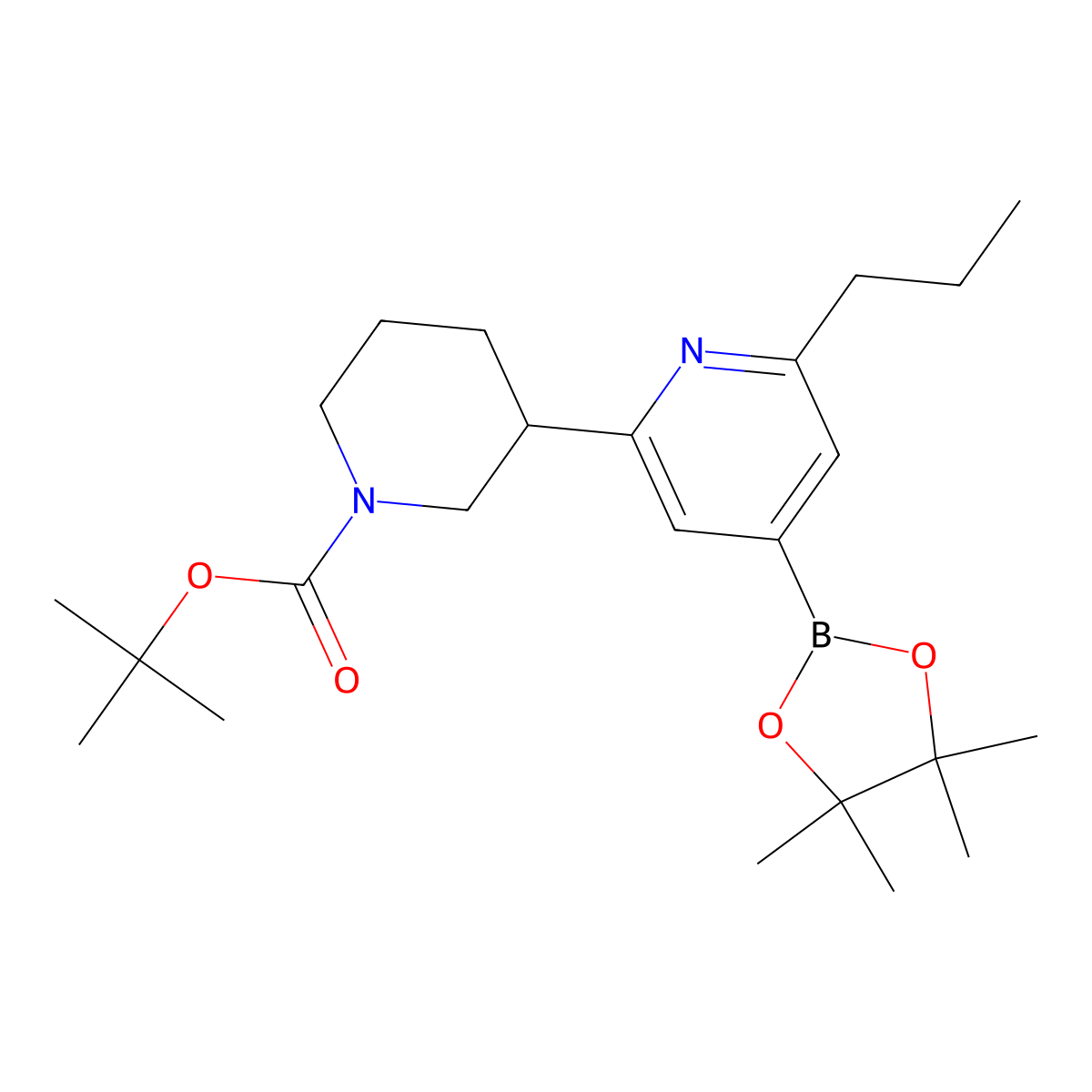 2-(n-Propyl)-6-(N-Boc-piperidin-3-yl)pyridine-4-boronic acid pinacol ester molecular structure, CAS 2223004-42-8
