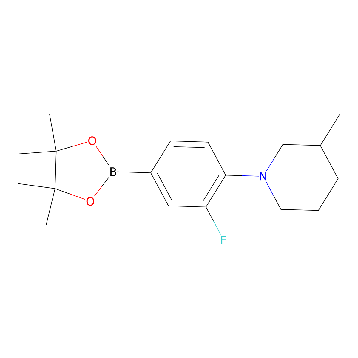 3-Fluoro-4-(3-methylpiperidin-1-yl)phenylboronic acid pinacol ester molecular structure, CAS 2223004-47-3