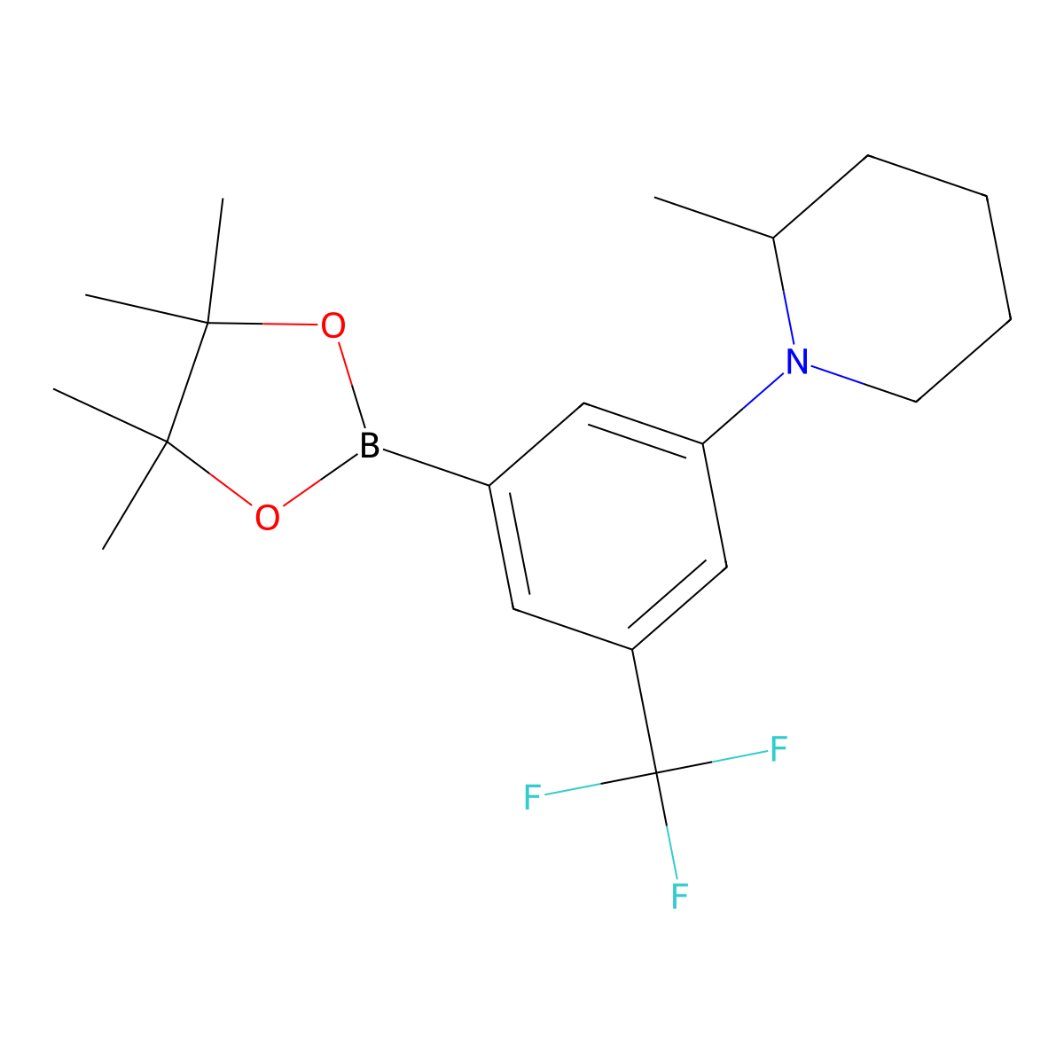 3-(Trifluoromethyl)-5-(2-methylpiperidin-1-yl)phenylboronic acid pinacol ester molecular structure, CAS 2223004-50-8