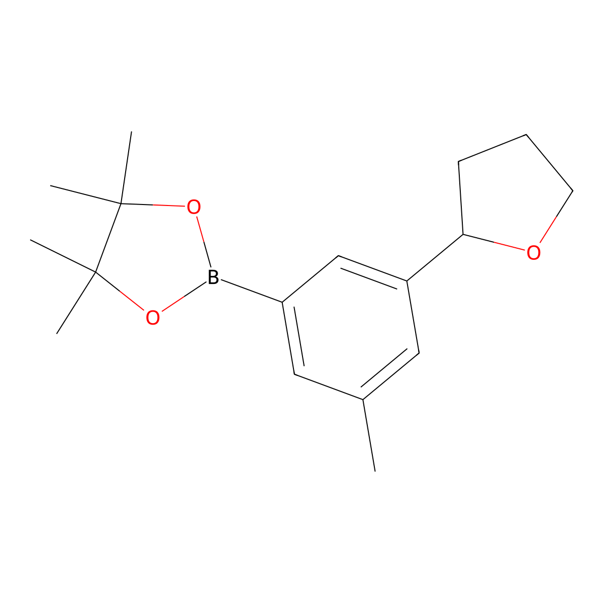 3-Methyl-5-(2-tetrahydrofuranyl)phenylboronic acid pinacol ester molecular structure, CAS 2223004-56-4