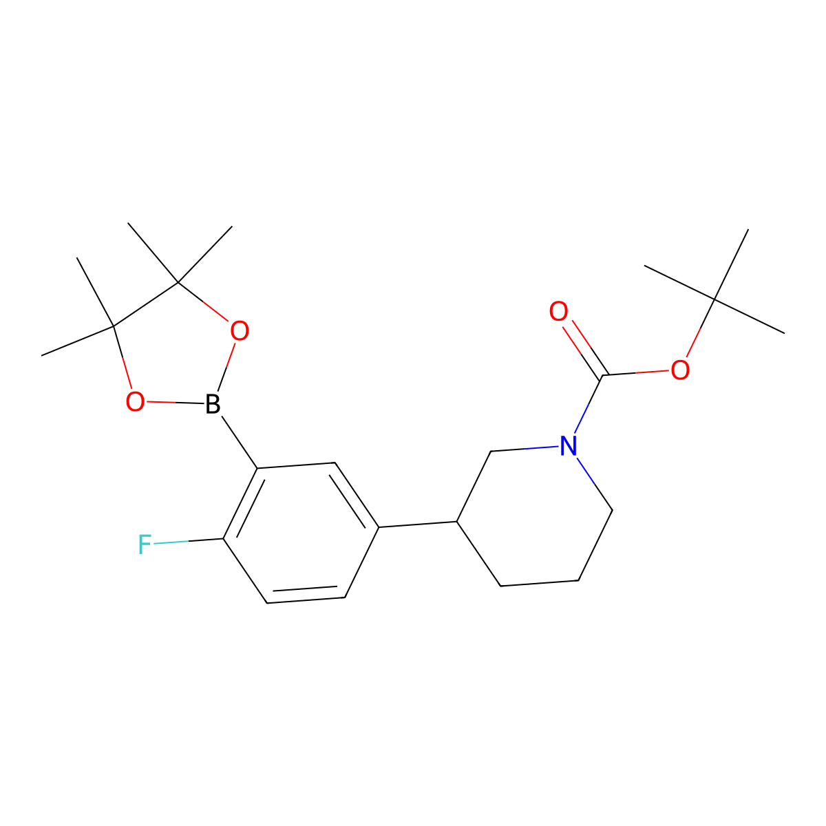 2-Fluoro-5-(N-Boc-piperidin-3-yl)phenylboronic acid pinacol ester molecular structure, CAS 2223004-63-3