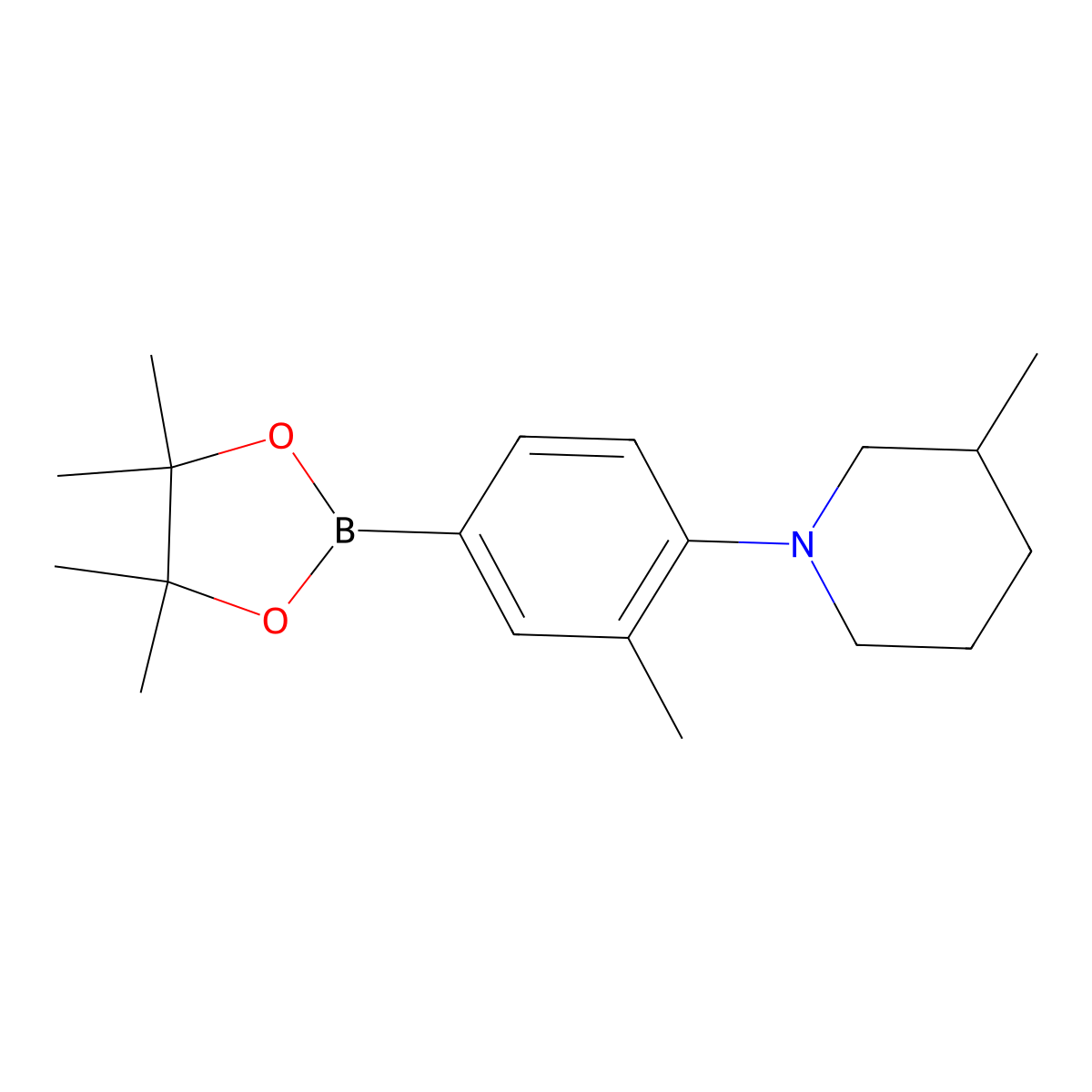 3-Methyl-4-(3-methylpiperidin-1-yl)phenylboronic acid pinacol ester molecular structure, CAS 2223005-24-9