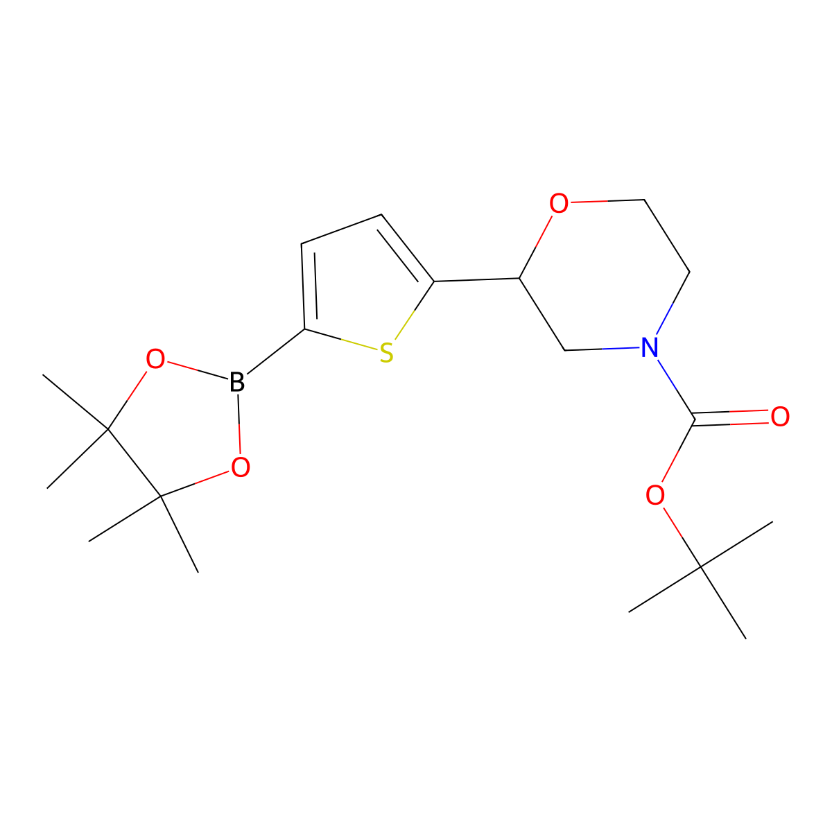 5-(N-Boc-morpholin-2-yl)thiophene-2-boronic acid pinacol ester molecular structure, CAS 2223005-25-0