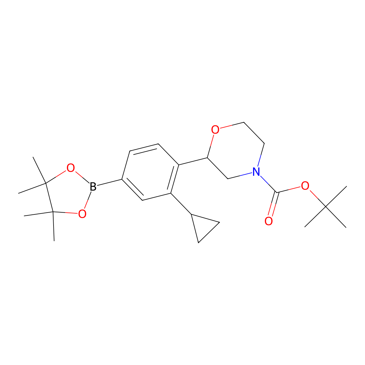 Tert-butyl 2-(2-cyclopropyl-4-(4,4,5,5-tetramethyl-1,3,2-dioxaborolan-2-yl)phenyl)morpholine-4-carboxylate molecular structure, CAS 2223005-31-8