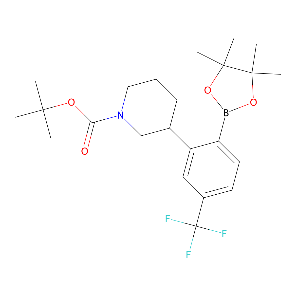 2-(N-Boc-Piperidin-3-yl)-4-(trifluoromethyl)phenylboronic acid pinacol ester molecular structure, CAS 2223005-32-9
