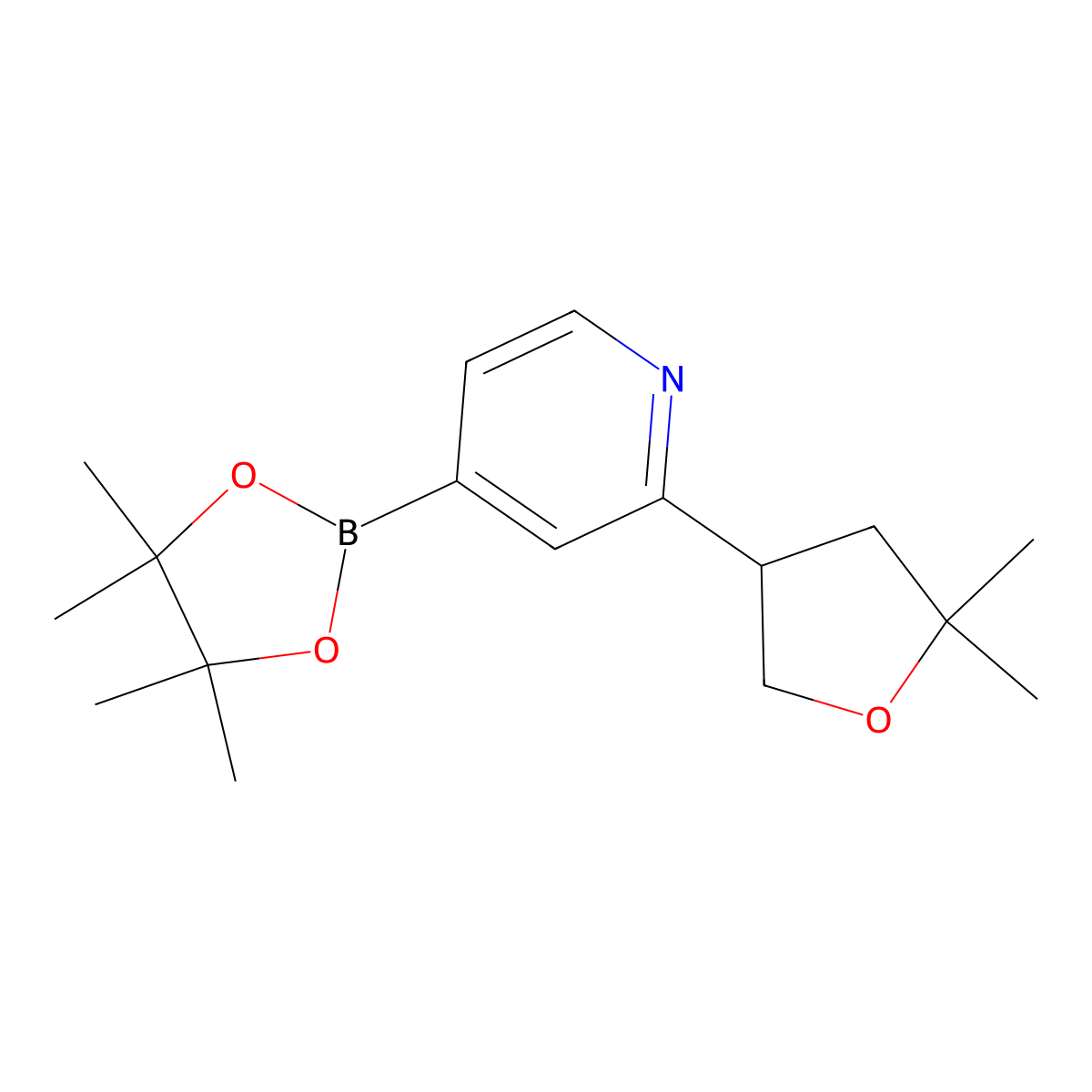 2-[(5', 5'-Dimethyl)tetrahydrofuran-3-yl]pyridine-4-boronic acid pinacol ester molecular structure, CAS 2223005-49-8